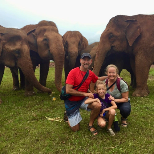Brent Haydey - One Wave Life - Family Photo with Elephants